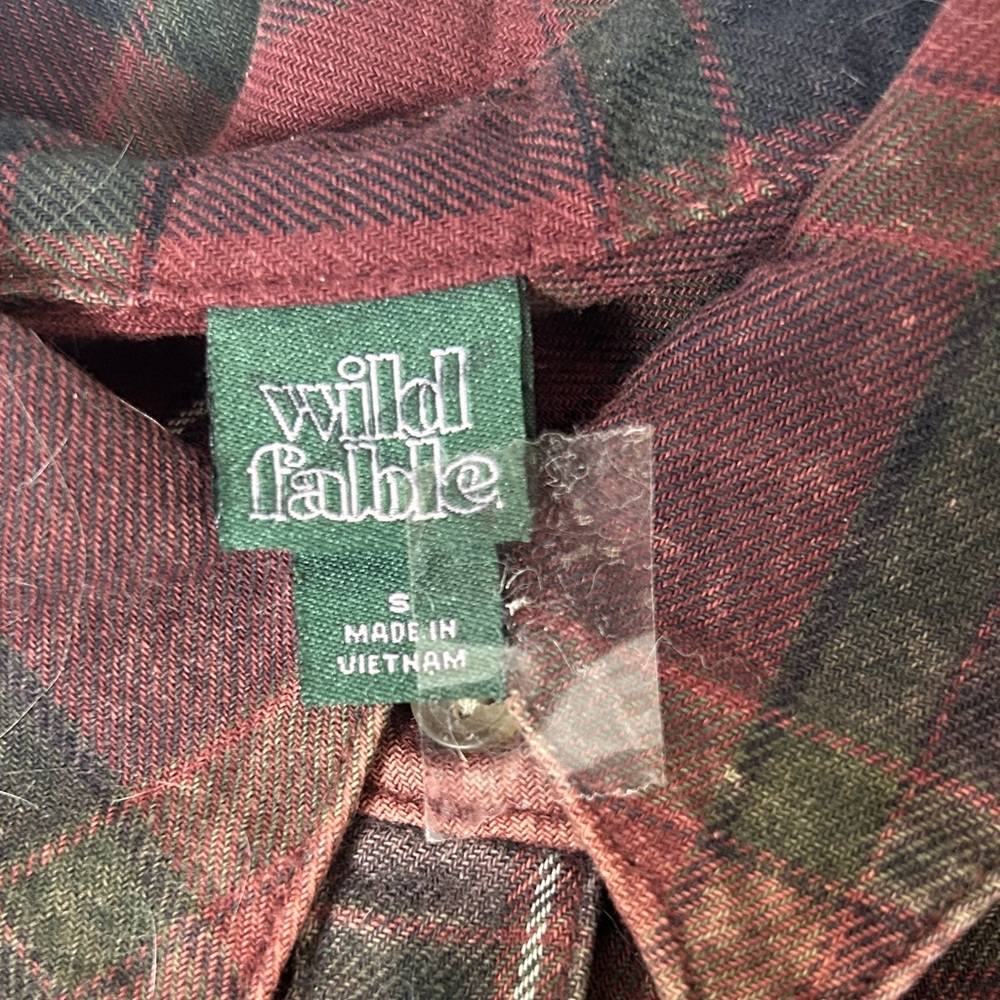 wild fable Burgundy and Forest Green Plaid Shirt Dress - Picture 2 of 5